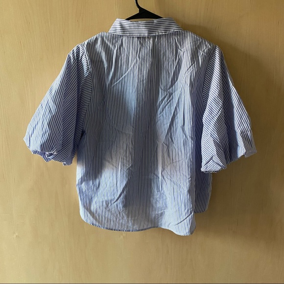 NWT Zara Striped Puff Sleeve Button Shirt - Picture 3 of 3
